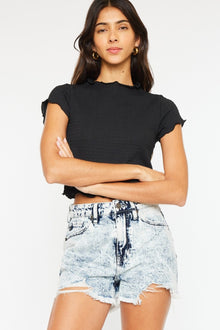  Kancan Full Size Distressed High Waist Denim Shorts