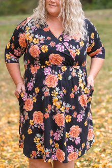  IN STOCK Taylor Dress - Black Fall Floral Mix