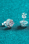 1 Carat Moissanite Rhodium-Plated Round Stud Earrings