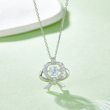  Moissanite 925 Sterling Silver Bow & Heart Necklace