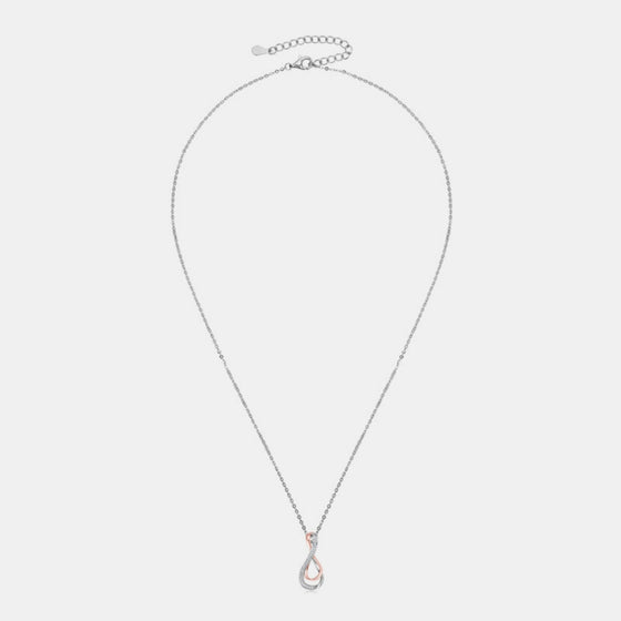 925 Sterling Silver Inlaid Moissanite Infinity Pendant Necklace