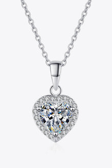  1 Carat Moissanite Heart Pendant Chain Necklace