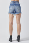 RISEN Raw Hem Asymmetrical Waist Denim Shorts