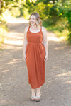 Reagan Ribbed Midi Dress - Rust | Women's Dress