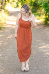 Reagan Ribbed Midi Dress - Rust | Women's Dress