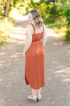 Reagan Ribbed Midi Dress - Rust | Women's Dress