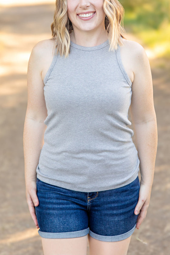 Tara Ribbed Tank - Grey | Women's Tank Top