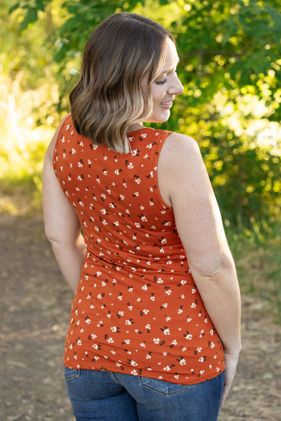 Luxe Crew Tank - Micro Rust Floral | Women's Tank Top