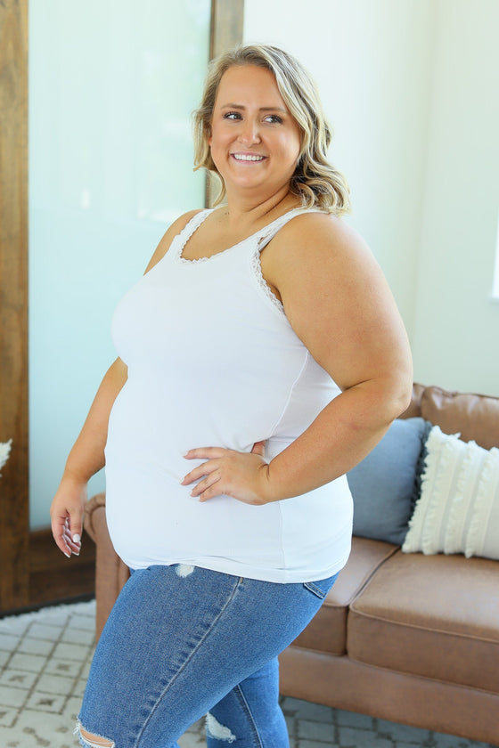 IN STOCKLexi Lace Tank - White | Women's Tank Top