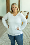 Leah Long Sleeve Top - White | Women's Casual Top