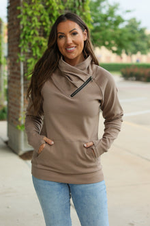  IN STOCK Classic Zoey ZipCowl Sweatshirt - Mocha