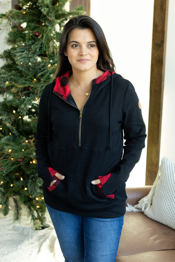 IN STOCK Avery Accent HalfZip Hoodie - Buffalo Plaid