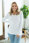 Leah Long Sleeve Top - White | Women's Casual Top