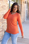 IN STOCK Larissa Long Sleeve - Pumpkin | Women's V-Neck Top