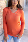 IN STOCK Larissa Long Sleeve - Pumpkin | Women's V-Neck Top