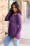 Long Sleeve Sarah Ruffle - Purple | Women's Top