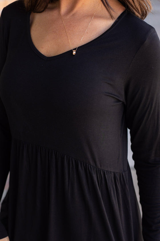 Long Sleeve Sarah Ruffle - Black | Women's Top