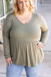 Long Sleeve Sarah Ruffle - Olive | Women's Top