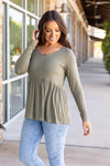 Long Sleeve Sarah Ruffle - Olive | Women's Top