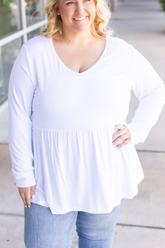 Long Sleeve Sarah Ruffle - White | Women's Top