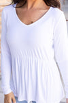 Long Sleeve Sarah Ruffle - White | Women's Top