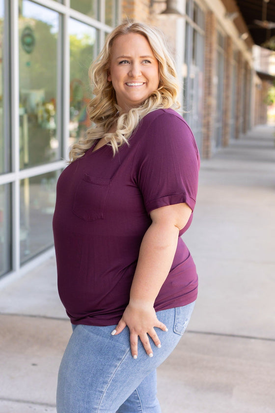 Sophie Pocket Tee - Burgundy | Women's Short Sleeve