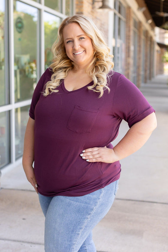 Sophie Pocket Tee - Burgundy | Women's Short Sleeve