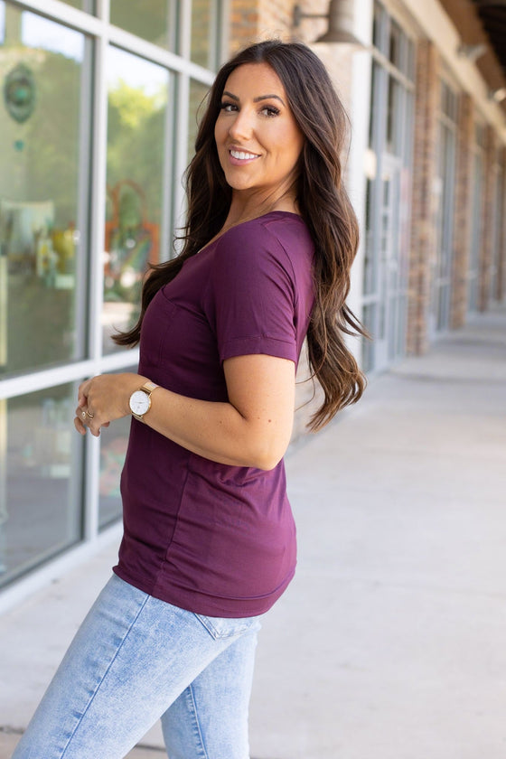 Sophie Pocket Tee - Burgundy | Women's Short Sleeve