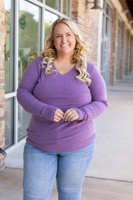 Leah Long Sleeve Top - Purple | Women's Casual Top