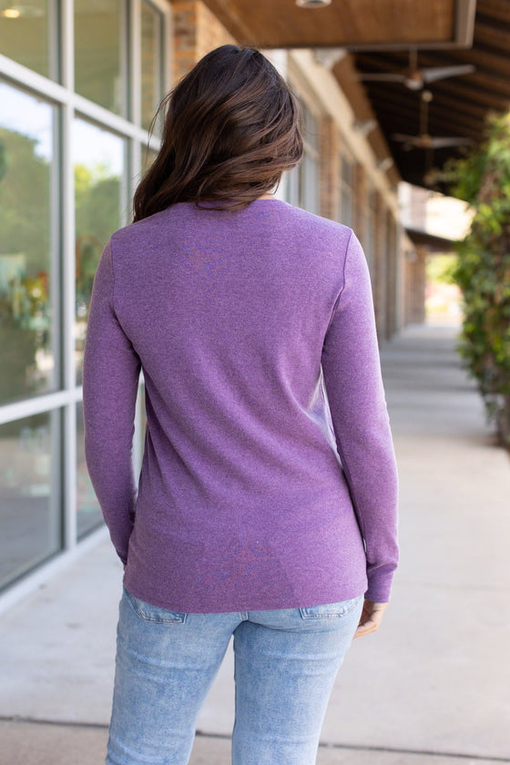 Leah Long Sleeve Top - Purple | Women's Casual Top