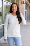 Leah Long Sleeve Top - Light Grey | Women's Casual Top