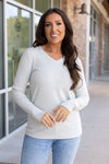 Leah Long Sleeve Top - Light Grey | Women's Casual Top