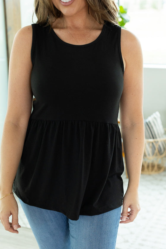 Renee Ruffle Tank - Black | Women's Sleeveless Top