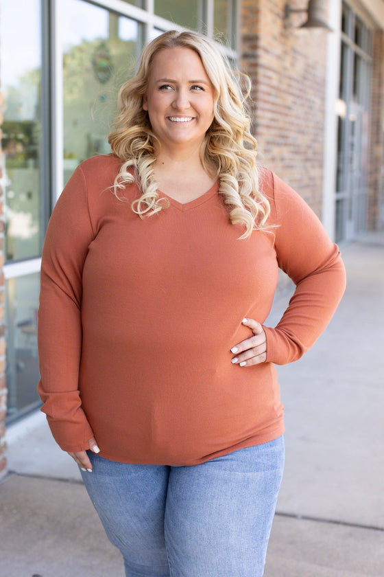 Leah Long Sleeve Top - Pumpkin | Women's Casual Top