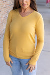 Leah Long Sleeve Top - Mustard | Women's Casual Top