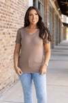 Chloe Cozy Tee - Mocha | Women's V-Neck Top