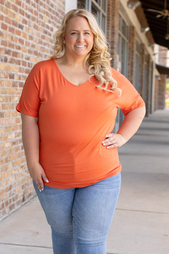 Chloe Cozy Tee - Pumpkin | Women's V-Neck Top