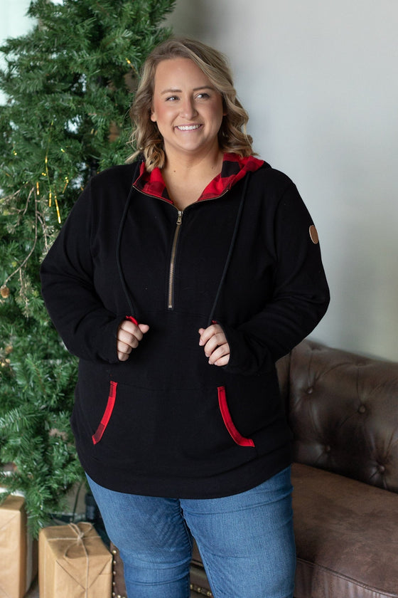 IN STOCK Avery Accent HalfZip Hoodie - Buffalo Plaid