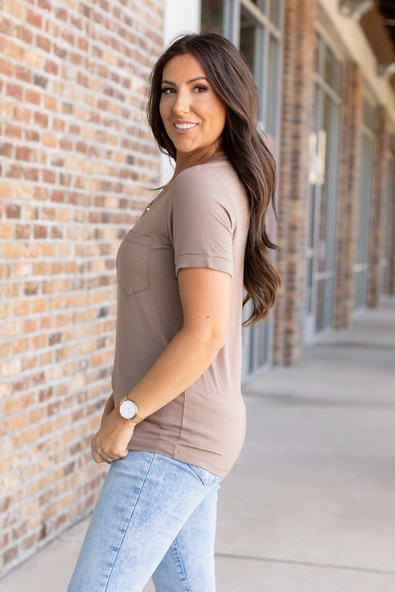 Sophie Pocket Tee - Mocha | Women's Short Sleeve