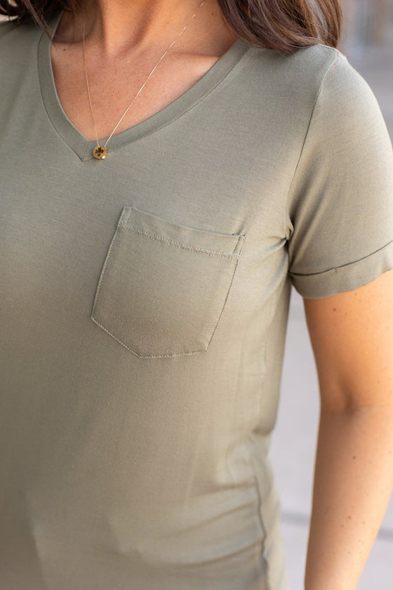 Sophie Pocket Tee - Olive | Women's Short Sleeve