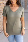 Chloe Cozy Tee - Olive | Women's V-Neck Top