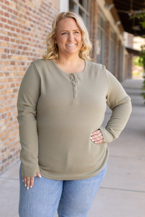 Harper Long Sleeve Henley - Olive | Women's Cozy Shirt