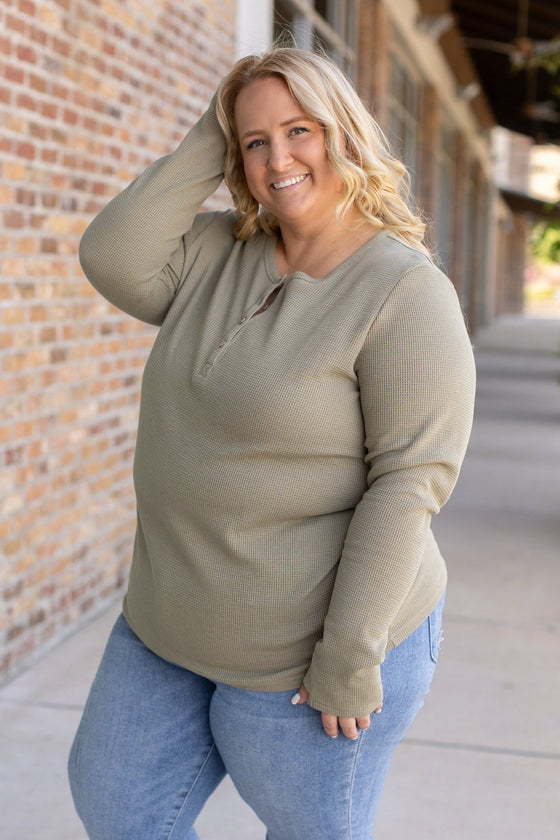 Harper Long Sleeve Henley - Olive | Women's Cozy Shirt