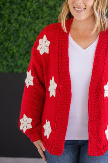  IN STOCK Snowflake Cardigan - Red