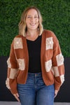 IN STOCK Floral Checker Cardigan - Rust