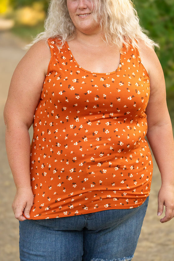 Luxe Crew Tank - Micro Rust Floral | Women's Tank Top