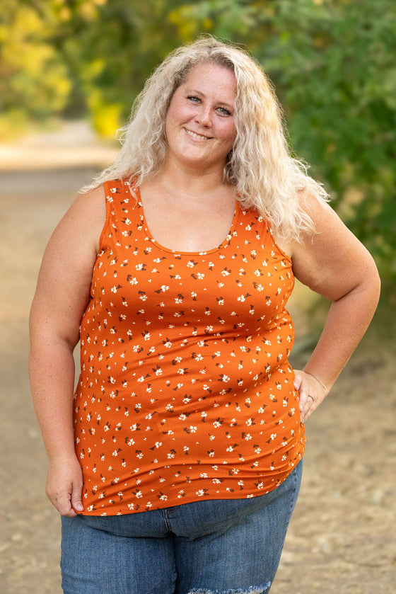 Luxe Crew Tank - Micro Rust Floral | Women's Tank Top