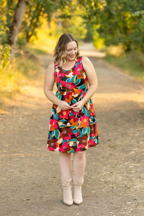 IN STOCK Kelsey Tank Dress - Bold Magenta Floral