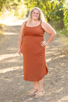  Reagan Ribbed Midi Dress - Rust | Women's Dress