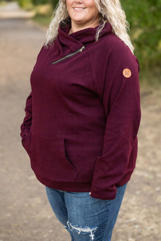 IN STOCK Classic Zoey ZipCowl Sweatshirt - Burgundy